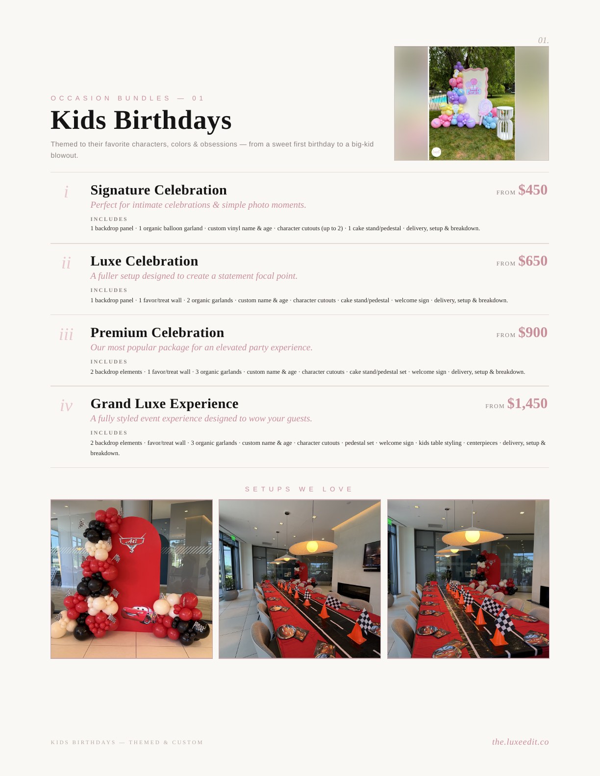 The Luxe Edit event styling menu, page 3 of 7