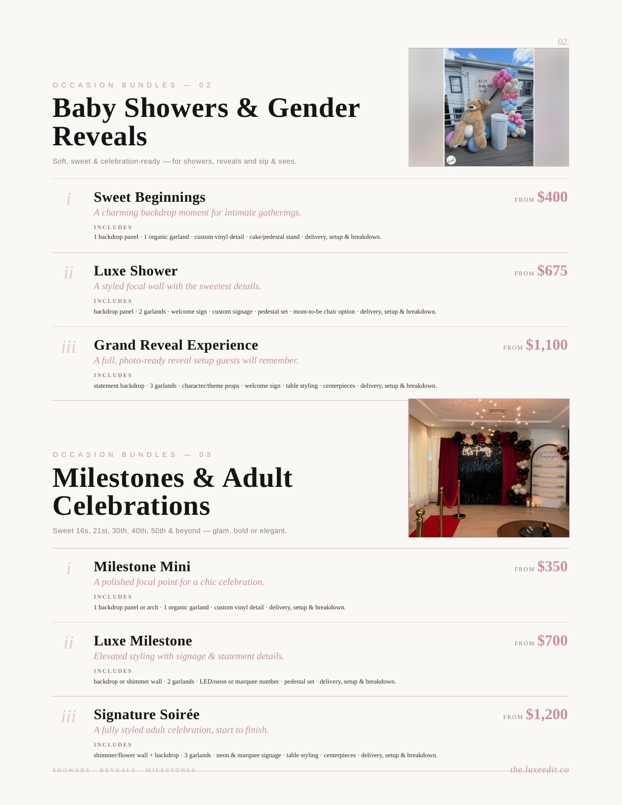 The Luxe Edit event styling menu, page 4 of 7