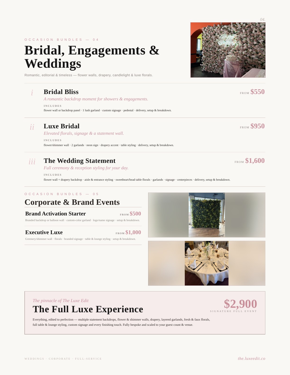 The Luxe Edit event styling menu, page 5 of 7