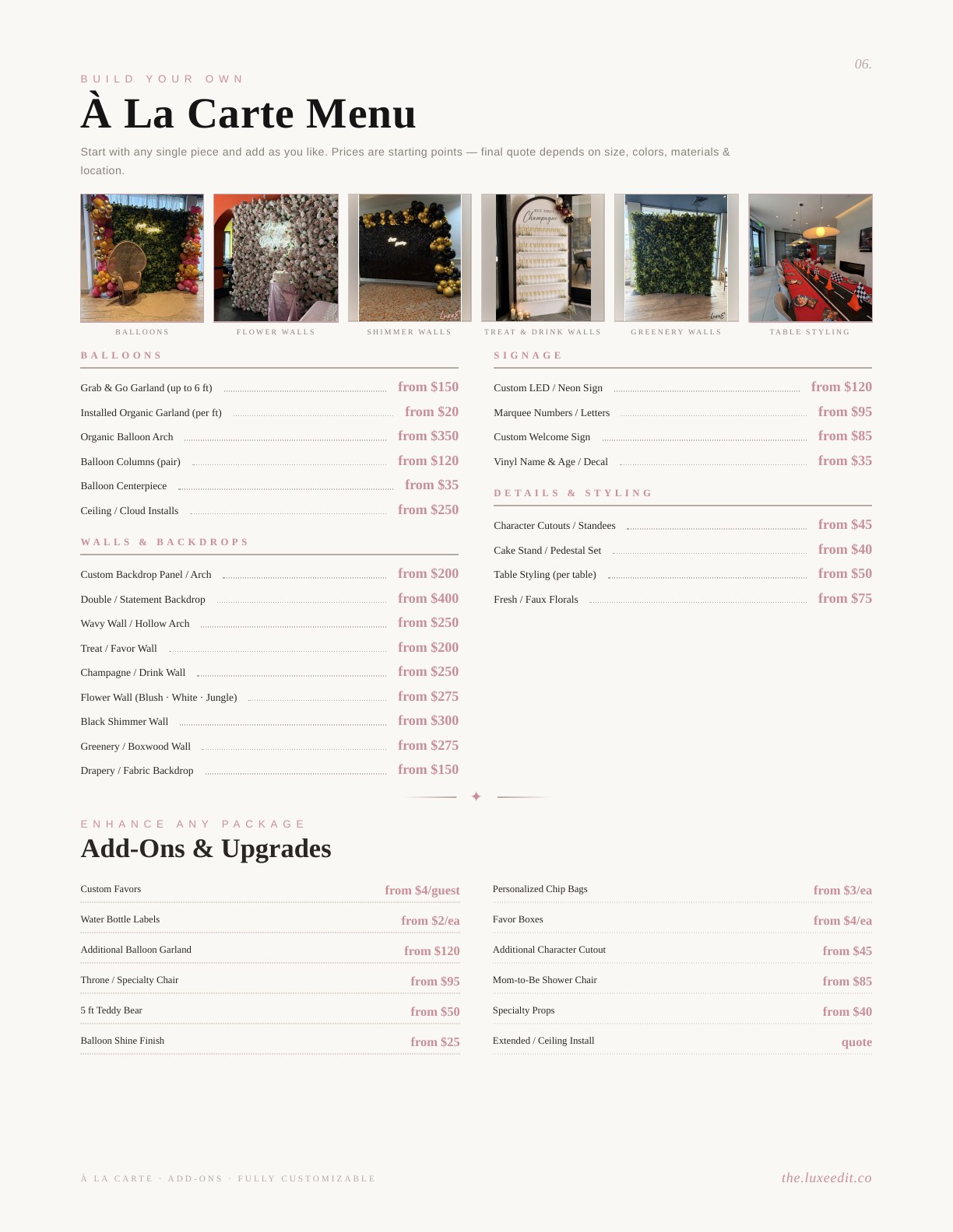 The Luxe Edit event styling menu, page 6 of 7